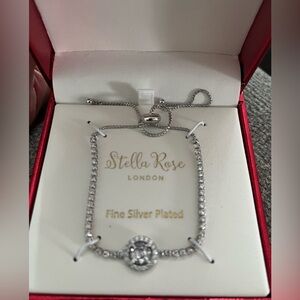 Women’s Stella Rose silver plated adjustable slide bracelet with crystals NIB